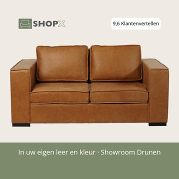 Leren bank Fine - 2 zits, 150 tot 200 cm, Nieuw, Ophalen of Verzenden, Rechte bank