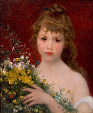 Alfred Guillou (1844-1926) - Jeune fille au bouquet de, Antiek en Kunst
