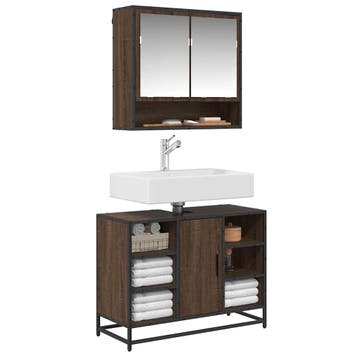 vidaXL Wastafelkast 80x33x60 cm bewerkt hout bruin, Huis en Inrichting, Badkamer | Badkamermeubels, Verzenden, Nieuw, Wastafelkast