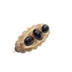 Vintage gouden broche met granaat, Gebruikt, Overige kleuren, Ophalen of Verzenden, Met edelsteen