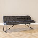 50% Korting: Velvet eetkamerbank Janna antraciet 155 cm, Ophalen, Zo goed als nieuw, Grijs, Velvet chique, Modern