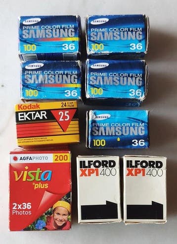 Agfa, Ilford, Kodak, Samsung 9x 35mm Films Ongebruikte, Nieuw