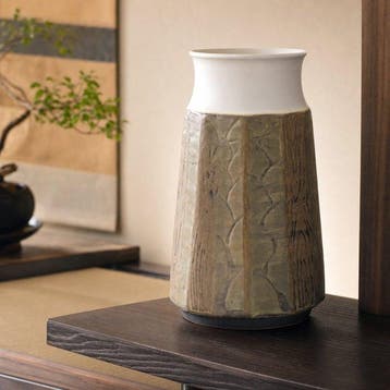 Vaas - Steengoed - Japan - Facetterde houtnerf - Toyofuku