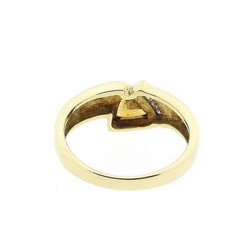 Gouden solitairring met citrien en diamant; 0,04 ct., Gebruikt, Ophalen of Verzenden, 17 tot 18, Met edelsteen
