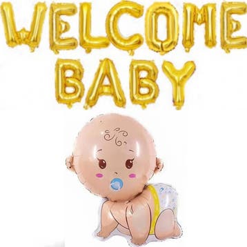 Set Welcome Baby Girl met slingers en beren ballonnen, Ophalen of Verzenden, Nieuw, Versiering, Geboorte of Huwelijk