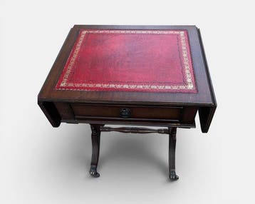 Bijzettafel - kalfsleer, Eik, Kalfsleer, Antiek en Kunst