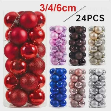 Set van 24 Kerstballen (3/4/6 cm) - Versier je Kerstboom en, Diversen, Kerst, Verzenden, Nieuw