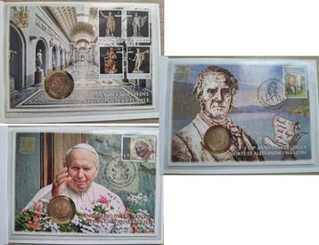 Vaticaan. 2 Euro 2018/2023 (3 coins) Busta Filatelico, Postzegels en Munten, Munten | Europa | Niet-Euromunten