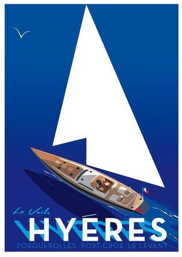 Monsieur Z - Travel Poster HYERE - The Sail  French, Antiek en Kunst