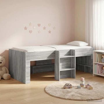 vidaXL Kinder Hoogslaper Grijs Sonoma 75 x 190 cm Bewerkt, Verzenden, Nieuw, Grijs, Hout