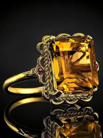 Zonder minimumprijs - Ring Natuurlijke citrienring - 925, Sieraden, Tassen en Uiterlijk, Ringen, Nieuw
