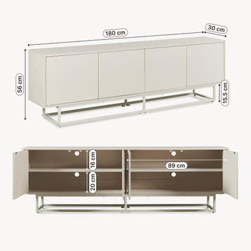 Commode Boxholm dressoir 180x30x56 cm havermout [en.casa], Verzenden, Nieuw