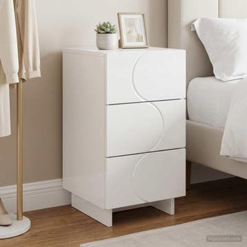 vidaXL Nachtkastje Hoogglans Wit 33,5 x 34,5 x 60 cm Bewerkt, Minder dan 45 cm, Verzenden, Nieuw, 55 tot 70 cm