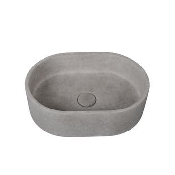 Waskom Zofi 40x28x12cm beton ovaal donker grijs inclusief, Verzenden, Nieuw