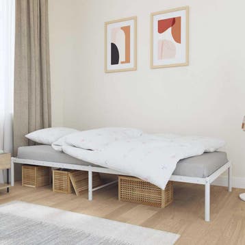 vidaXL Bedframe metaal wit 90x200 cm, Huis en Inrichting, Slaapkamer | Bedden, 90 cm, Eenpersoons, Verzenden, Wit