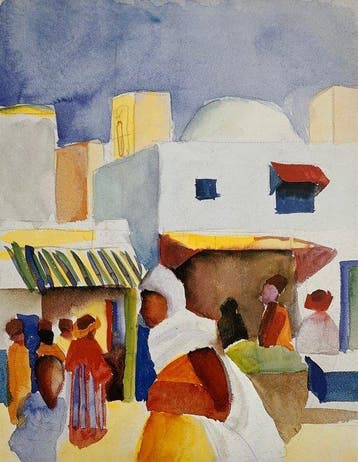 August Macke - Markt in Tunis I - Artprint - 50 x 44 cm - ©, Antiek en Kunst