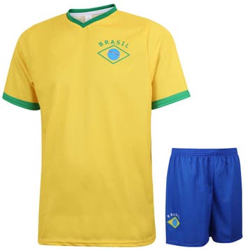 Brazilie Voetbaltenue Thuis - Eigen Naam - Kind en, Sport en Fitness, Voetbal, Verzenden, Nieuw