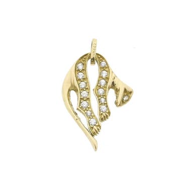 Gouden panter hanger met zirconia (Hanger of bedel), Ophalen of Verzenden, Gebruikt, Goud, Overige merken