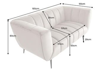 Design 2-zitsbank NOBLESSE 165 cm champagne fluweel zwart, Ophalen of Verzenden, Nieuw