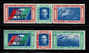 Koninkrijk Italië 1933 - Trittici Noord-Atlantische Cruise, Gestempeld