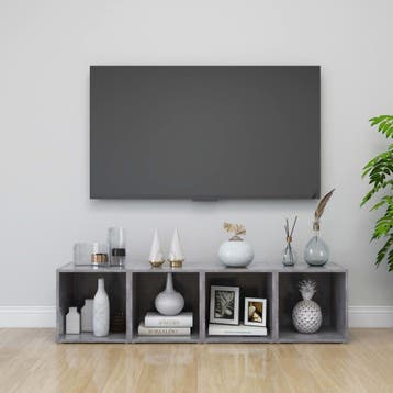 vidaXL Tv-meubelen 4 st 37x35x37 cm bewerkt hout betongrijs, Minder dan 50 cm, Verzenden, Nieuw, Minder dan 100 cm