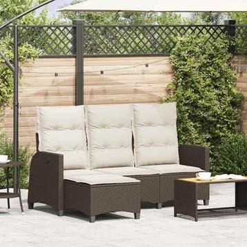 vidaXL Verstelbare tuinbank met kussens L-vormig poly rattan, Verzenden, Nieuw