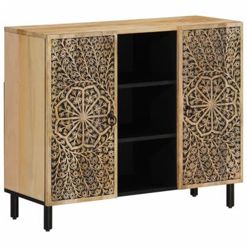 vidaXL Bijzetkast 90x33x75 cm massief mangohout, Minder dan 50 cm, Verzenden, Nieuw, Minder dan 100 cm