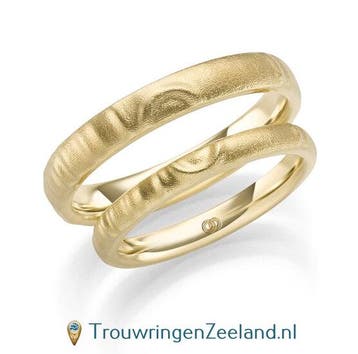 Trouwringen met geluidsgolven Zweiklang in geelgoud sma..., Verzenden, Nieuw
