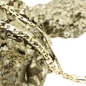 Bicolor gouden Figaro schakelketting, Ophalen of Verzenden, Gebruikt, Overige kleuren, Goud