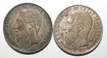 Belgisch-Congo. Leopold II. 1 Franc 1887 (Zonder