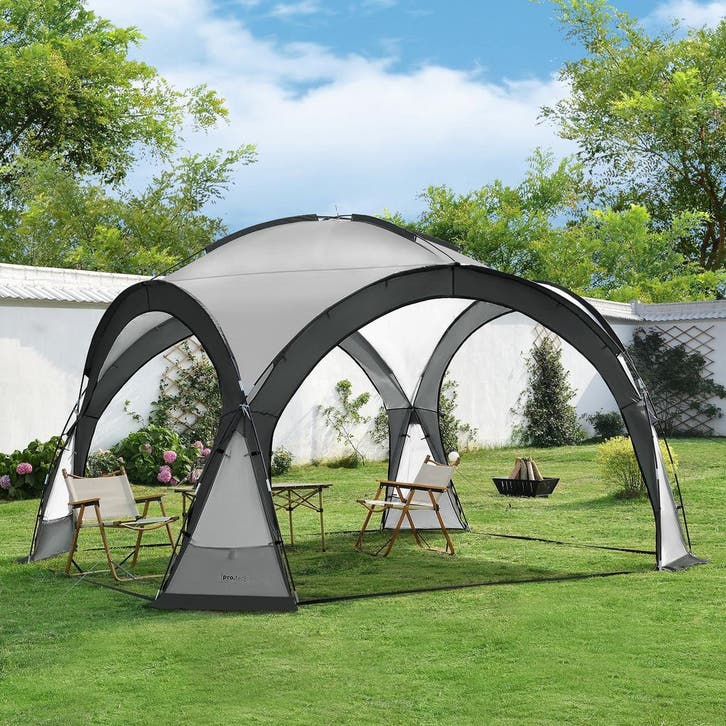 [pro.tec] Paviljoen Grästorp met LED-verlichting 345x345x247, Tuin en Terras, Partytenten, Verzenden