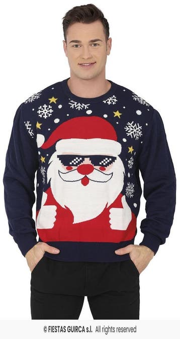 Kerst Trui Kerstman met Zonnebril, Verzenden, Nieuw, Feestartikel