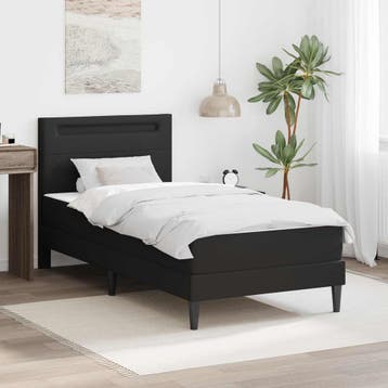 vidaXL Bedframe met LED-stripverlichting Zwart 80 x 200 cm, Overige materialen, Eenpersoons, Verzenden, Zwart