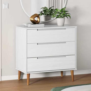 vidaXL Ladekast MOLDE 80x40x80 cm massief grenenhout wit, Verzenden, Nieuw