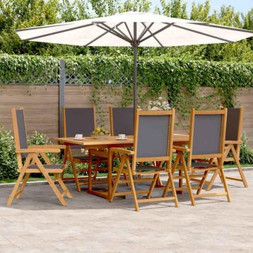 vidaXL 7-delige Tuinset massief hout en stof, Verzenden, Nieuw, Hardhout, Tuinset