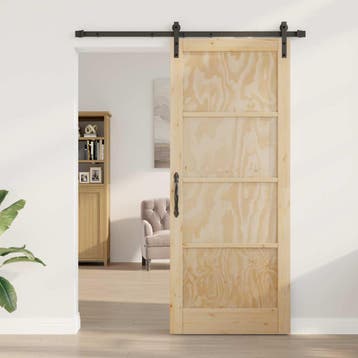 vidaXL Schuifdeur 86 x 211 cm Bewerkt hout Naturel, Verzenden, Nieuw
