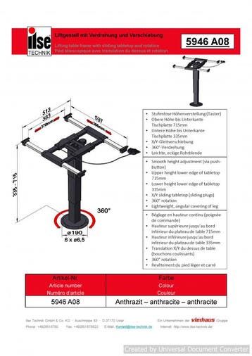 Ilse Lifttafelpoot Draai- & Schuifbaar 5946 A08, Ophalen of Verzenden, Nieuw