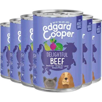 6x Edgard&Cooper Blik Vers Vlees Hondenvoer Rund 400 gr, Dieren en Toebehoren, Verzenden, Hond
