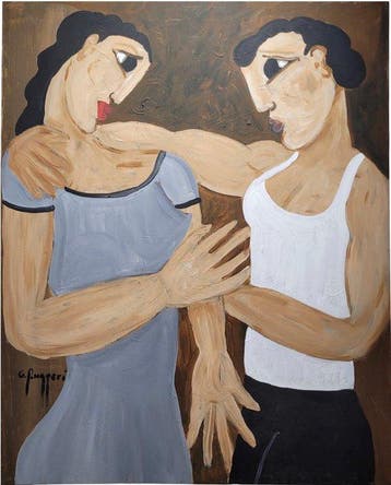 Gino Ruggeri (1957) - La amistad, Antiek en Kunst, Kunst | Schilderijen | Modern