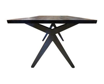 Eettafel mangohout zwart met kruispoten-200x100, Ophalen of Verzenden, Nieuw