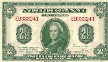 Bankbiljet 2,5 gulden 1943 Wilhelmina I Prachtig, Verzenden