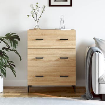 vidaXL Dressoir 69,5x34x90 cm bewerkt hout sonoma, Verzenden, Nieuw, 50 tot 100 cm, 25 tot 50 cm