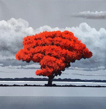 Toni Cimino (1962) - Albero rosso, Antiek en Kunst, Kunst | Schilderijen | Modern