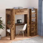 vidaXL Loft Bedframe met Bureau Oudhout 75 x 190 cm Bewerkt, Verzenden, Nieuw, Bruin, Hout