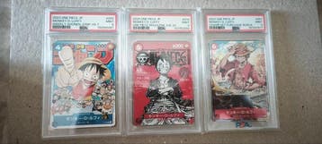 Bandai - 3 Graded card - One Piece - Monkey D. Luffy - PSA 9, Nieuw