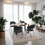 Eetkamerstoel Bedano, gestoffeerd, geweven stof, 150 kg - zw, Huis en Inrichting, Stoelen, Verzenden, Nieuw