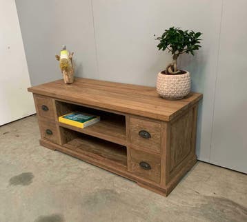 TV meubel van gerecycled teakhout, 150cm breed, 6 laden -, 100 tot 150 cm, Teakhout, Nieuw, Ophalen of Verzenden