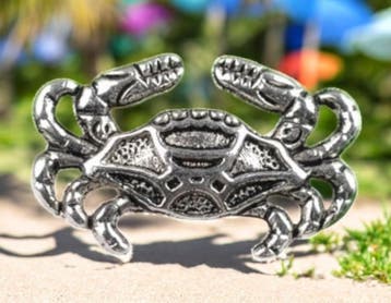 4 x Metalen bedel van een krab, antiek zilverkleur, afm...., Ophalen of Verzenden, Nieuw, Bedel