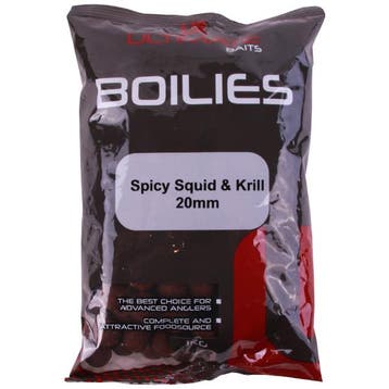 Ultimate Baits Boilies 20mm 1kg - Spicy Squid & Krill, Verzenden, Nieuw, Overige typen