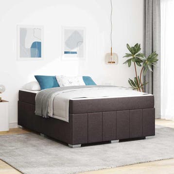 vidaXL Bedframe met matras Donkerbruin 140 x 200 cm Stof, Verzenden, Nieuw, Bruin, Stof